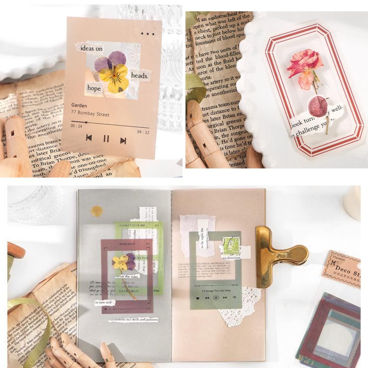 DREMISI Retro-Aufkleber Aus PET – 60 Stück, Vintage Rahmen & Filmstreifen, Für Scrapbooking & Deko