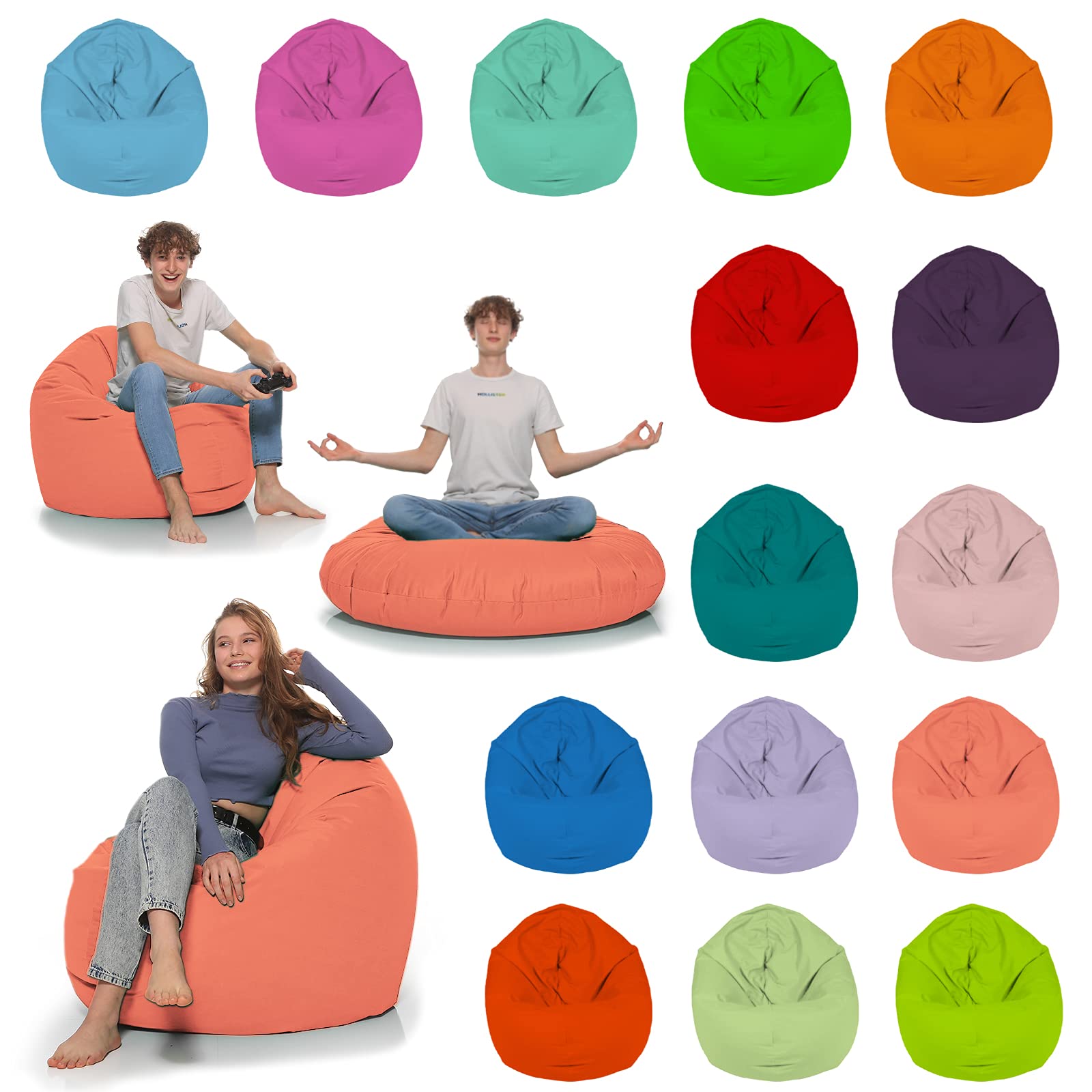 Sitzsack 2-in-1 Funktionen Bodenkissen für Erwachsene & Kinder - Gaming oder Entspannen - Indoor & Outdoor da er Wasserfest ist - mit EPS Perlen (Sunflower, 125 cm Durchmesser)