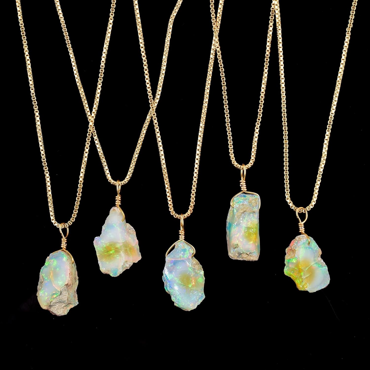 InfinityGemArt Raw Ethiopian Fire Opal Pendant Necklace, October Birthstone, 14K Gold Plated Chain 18 inch Valentines Day Gifts For Men - Women, Real Opal Gemstone Jewelry - Image 6