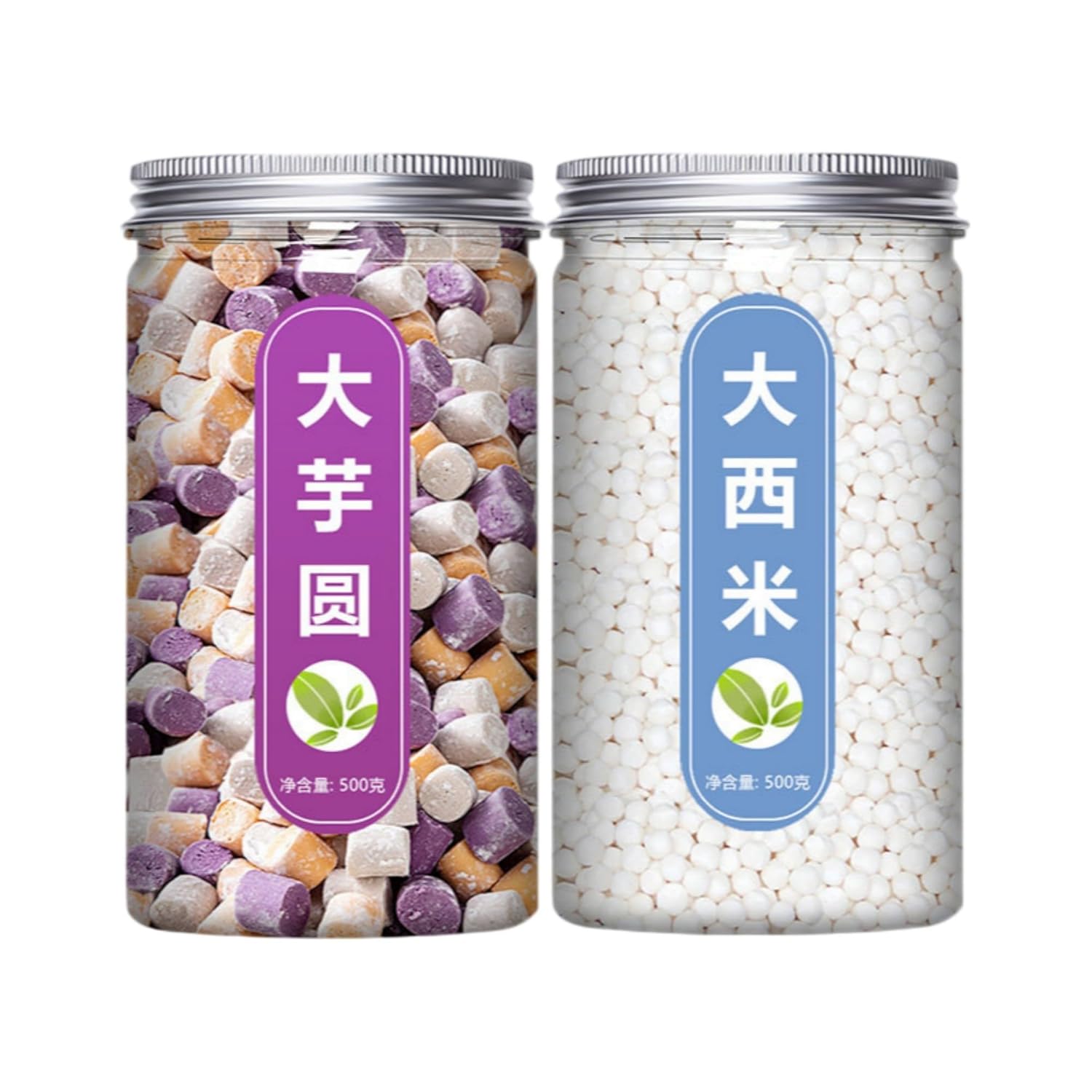 【经典搭配】【大罐、2罐】大芋圆500g 大西米500g Premium Natural china herbal tea Loose Leaf Tea,Chinese Tea, Sulfur Free,Flower tea,dark tea,loose tea Sweet Fresh