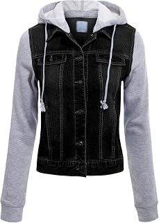 Design by Olivia Women's Classic Casual Hooded Denim Jacket
