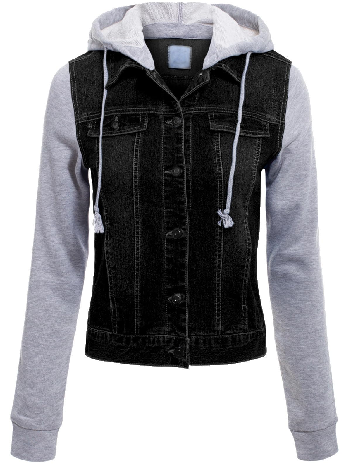 Design by Olivia Women's Classic Casual Hooded Denim Jacket