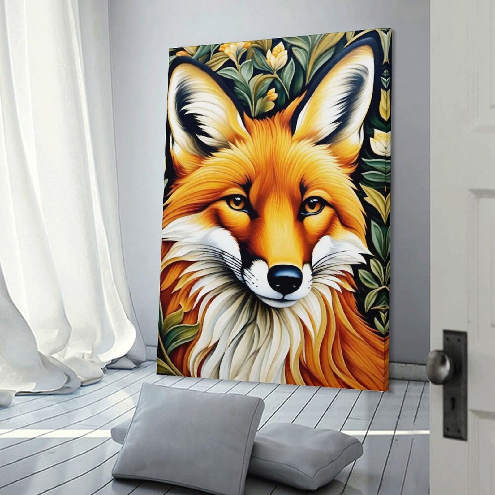 Junmoney Art Nouveau Fox Morris Wall Art Print 20x30inch(50x75cm), for Hallway, Entryway Or Landing, Wall Decor to Refresh Empty Corners, for Cosy Room Updates