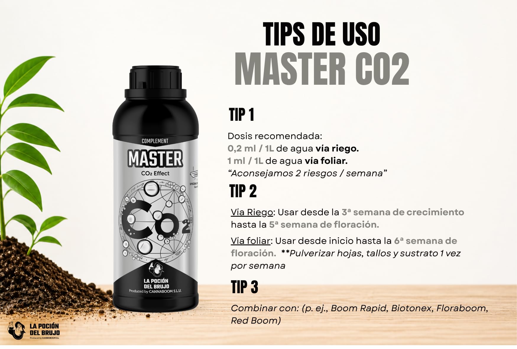CO₂ MASTER "Cannaboom" (1.000ml) – Estimulador de CO₂ para Cultivo en LED | Bioactivador con Carbono Orgánico | Aumenta Vigor, Absorción de Nutrientes y Producción