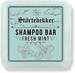 Störtebekker Premium Shampoo Bar Fresh Mint - Firm Shampoo Men and Women - 3-in-1 Body Gel Men for Hair, Scalp and Beard - Moisturizing Shampoo - Vegan, Handmade - 60 g