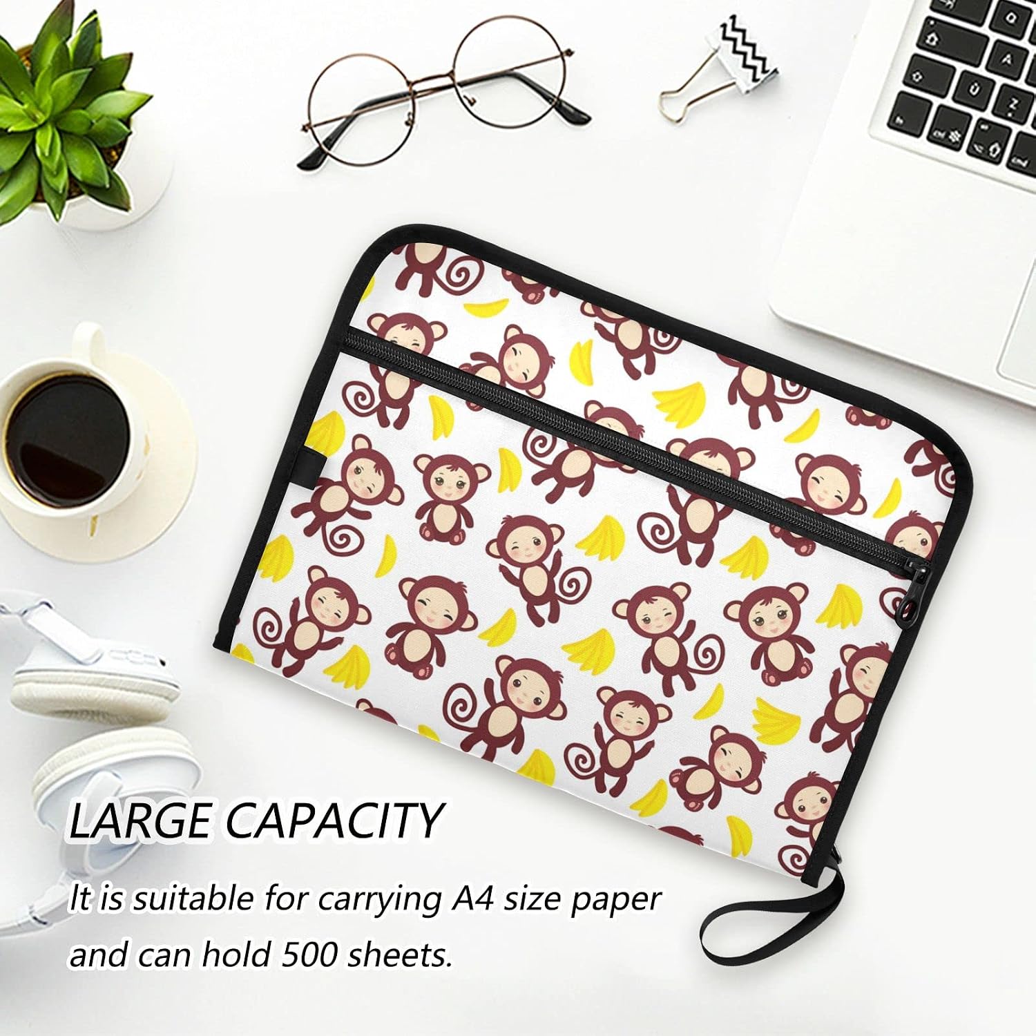 Mnsruu Expandable Expanding File, Brown Monkey Expanding File Folders for School Office Home 13 Pockets Accordion Filing Folders - Image 3