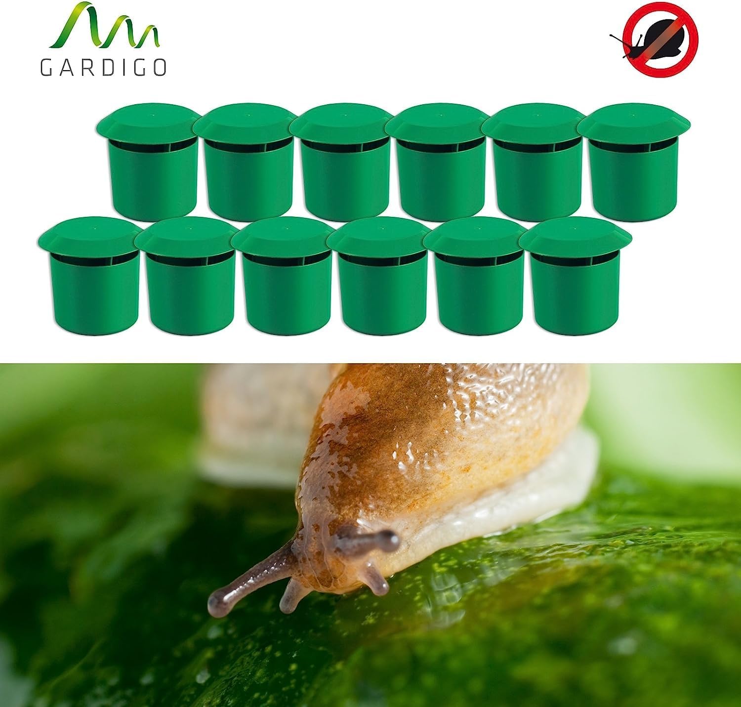 GARDIGO® 12x Trappole per Lumache | Lumachicida Biologico per Orto | Trappola Biologica per Lumache per Giardino | Antilumaca per Giardino | Cattura Lumache | Repellente Lumache