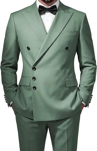 Men Suits 2 Piece Set Single Breasted Tuxedo Blazer Pants Set