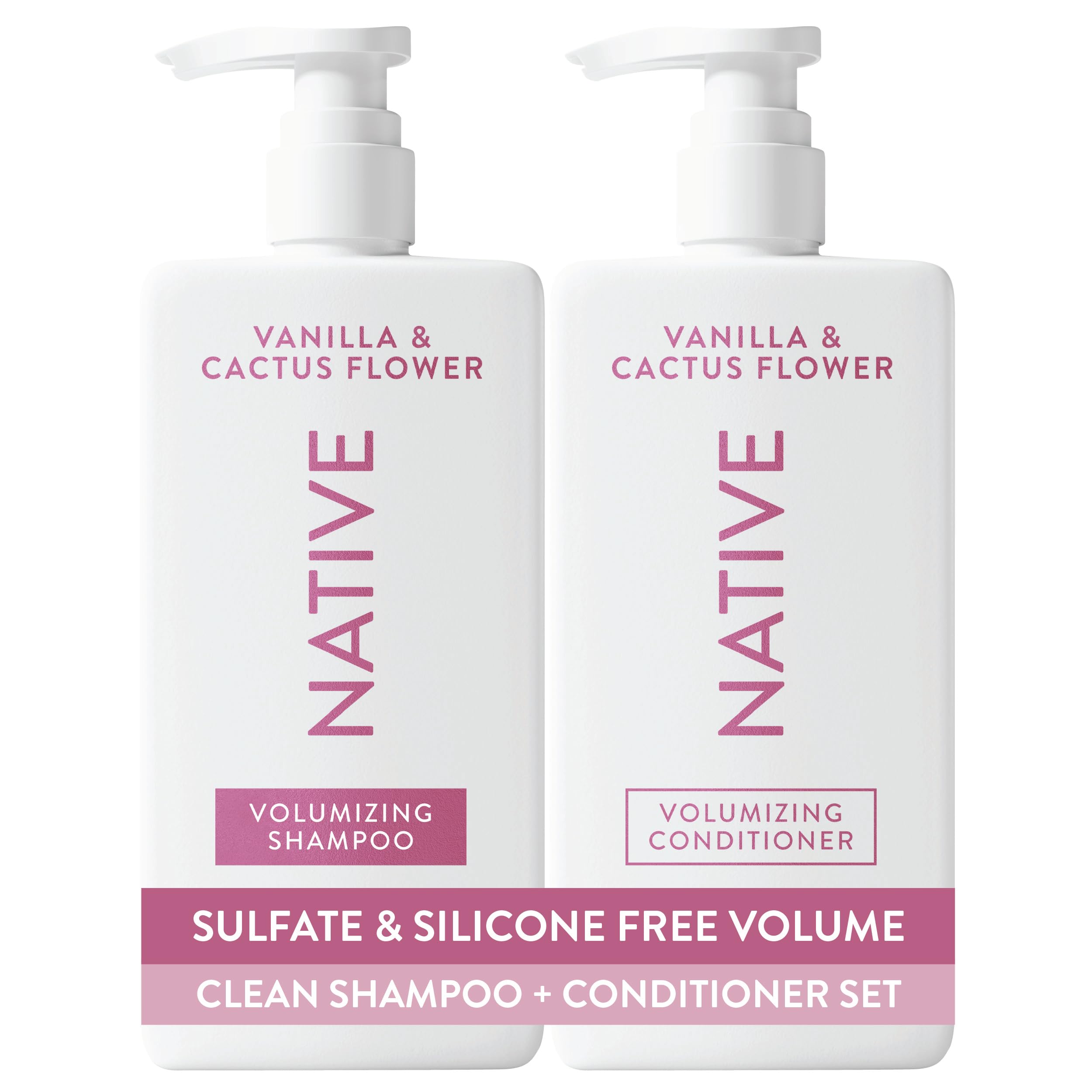 Native Vanilla & Cactus Flower Shampoo and Conditioner Contain Naturally Derived Ingredients |All Hair Type Color & Treated, Fine to Dry Damaged, Sulfate & Dye Free - 2-Pack