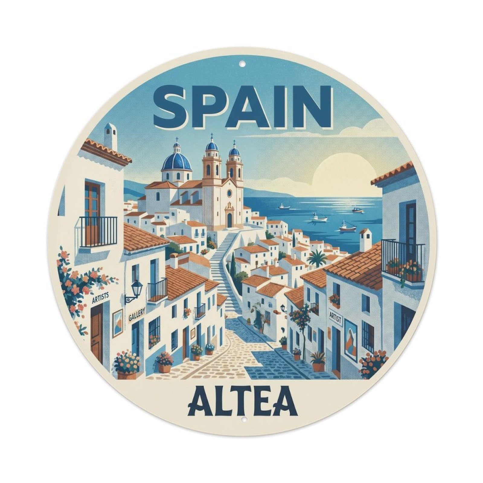 Alicante Altea Old Town Spain Landmark Travel Metal Tin Sign
