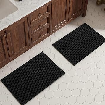 Bath Mat Set 2 Piece, Thin Bathroom Rugs Non Slip Washable Quick Dry