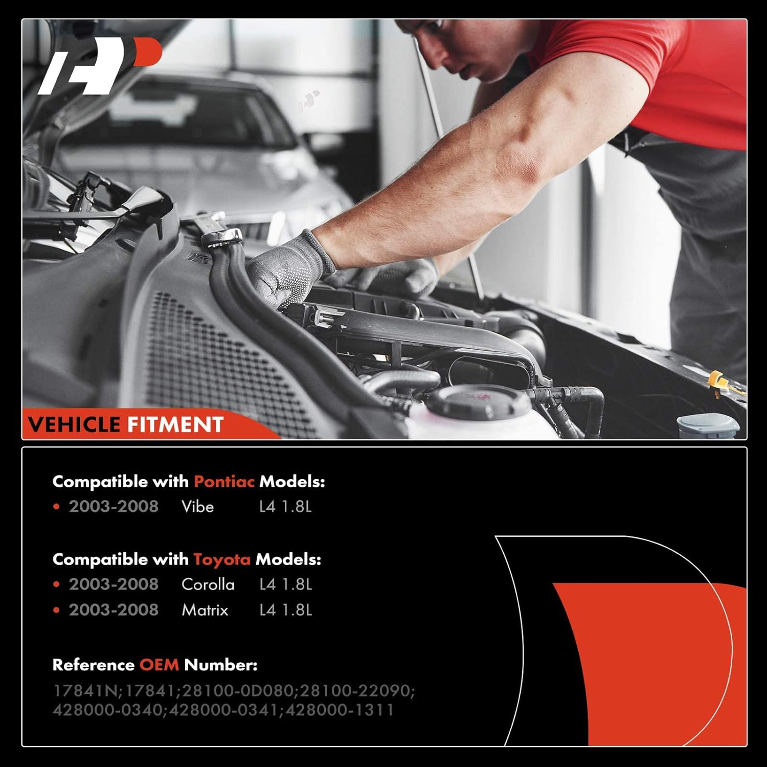 A-Premium Starter Motor Compatible with Toyota Corolla, Matrix & Pontiac Vibe, 2003 2004 2005 2006 2007 2008, 1.8L, 1.6KW 12V Clockwise 10 Teeth, Replace# 28100-0D080, 28100-22090