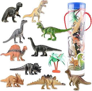 longziming Mini Dinosaur Toy, 12 Piece Dinosaurs Play Set Realist Dinosaur Figures for Boys Girls