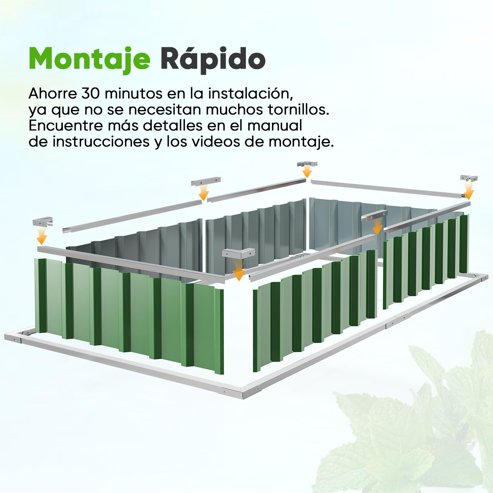 KING BIRD Jardineras Elevadas de Metal Galvanizado, Macetero para Exterior para Verduras, Hierbas, Flores, 174x90x30cm, Verde