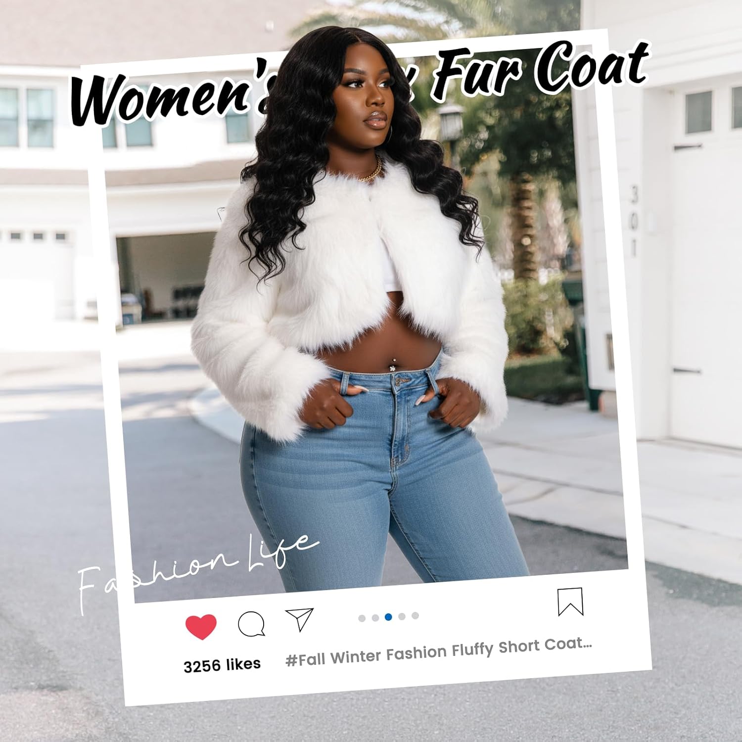 Fur Coats For Women,Plus Size Cropped Faux Fuzzy Jacket Fluffy Fall Coat. - Image 3