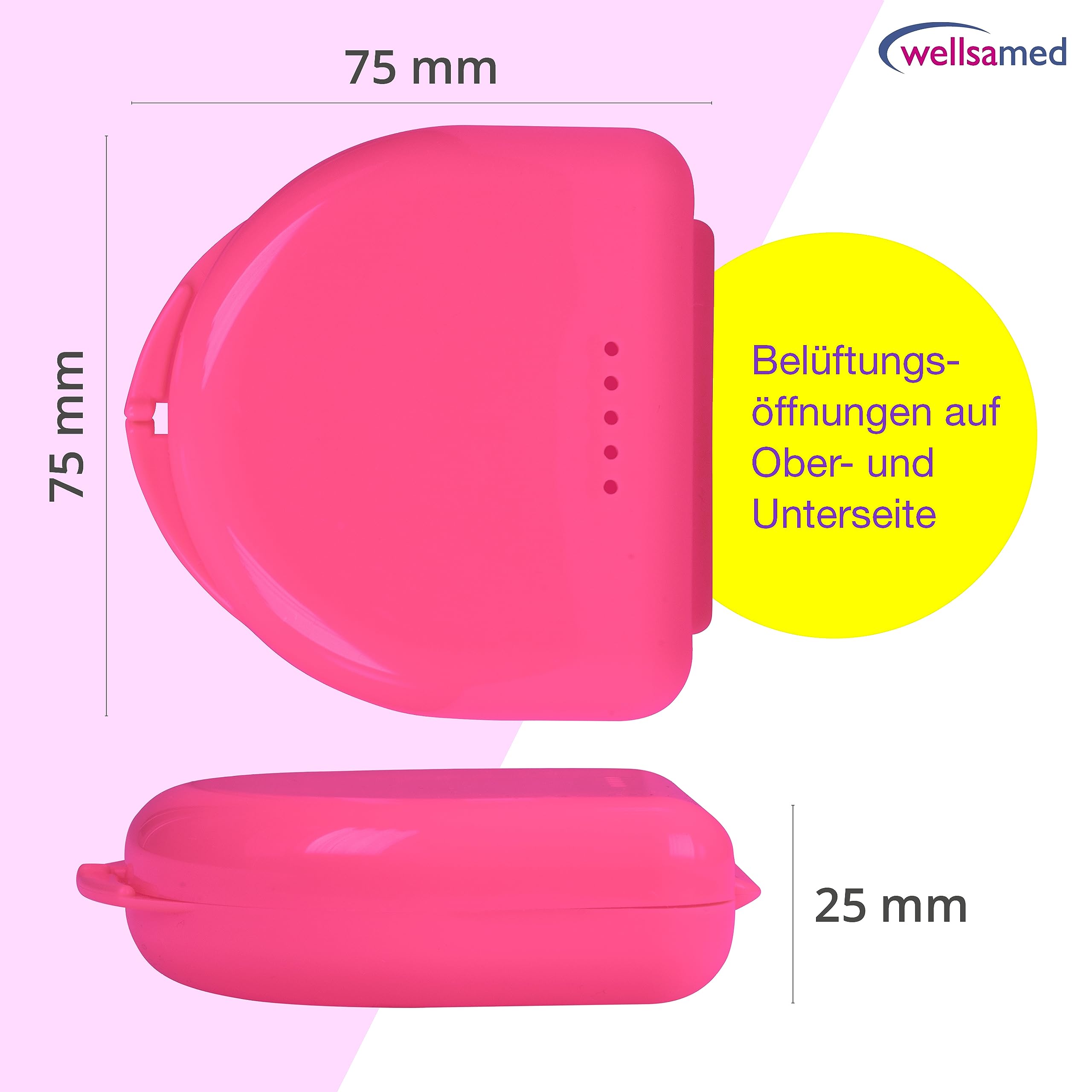 Wellsamed KFO Classic Caja para guardar aparatos ortopédicos o guías dentales rosa