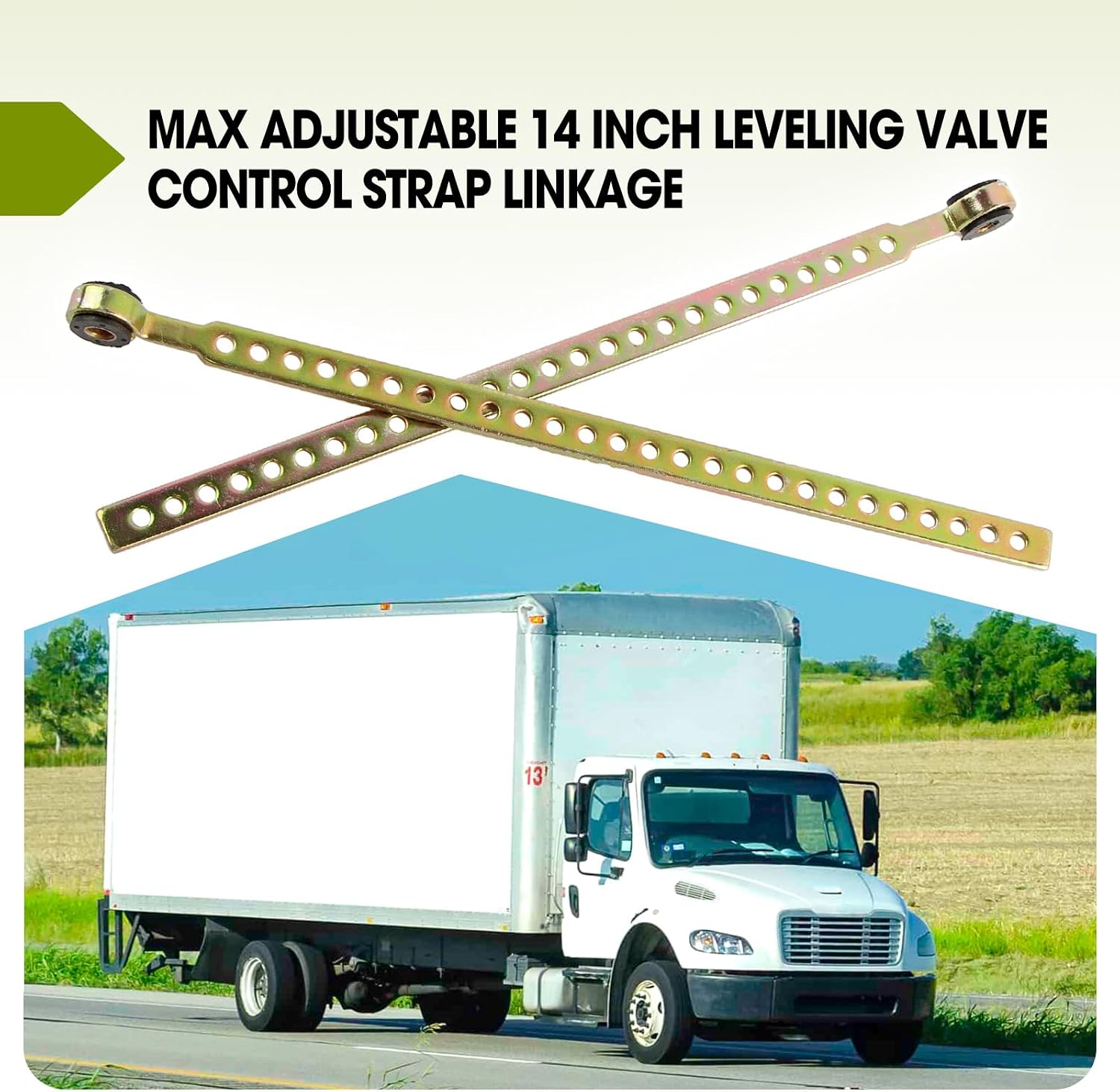 Height Control Valve Linkage Replace 48100367 HAL48100367 767653245843 Compatible with HD Trucks and Tractors, Max Adjustable 14 Inch Leveling Valve Control Strap Linkage