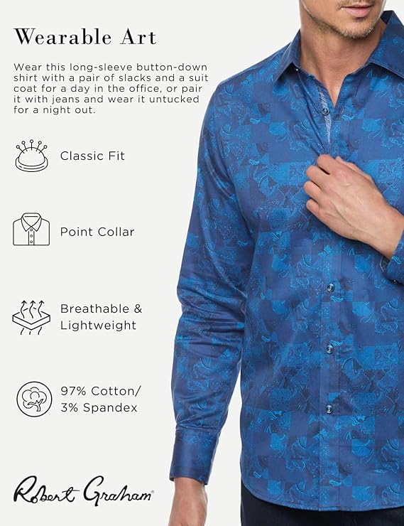 Robert Graham Men's Tourneau Long Sleeve Woven Button Down Shirt