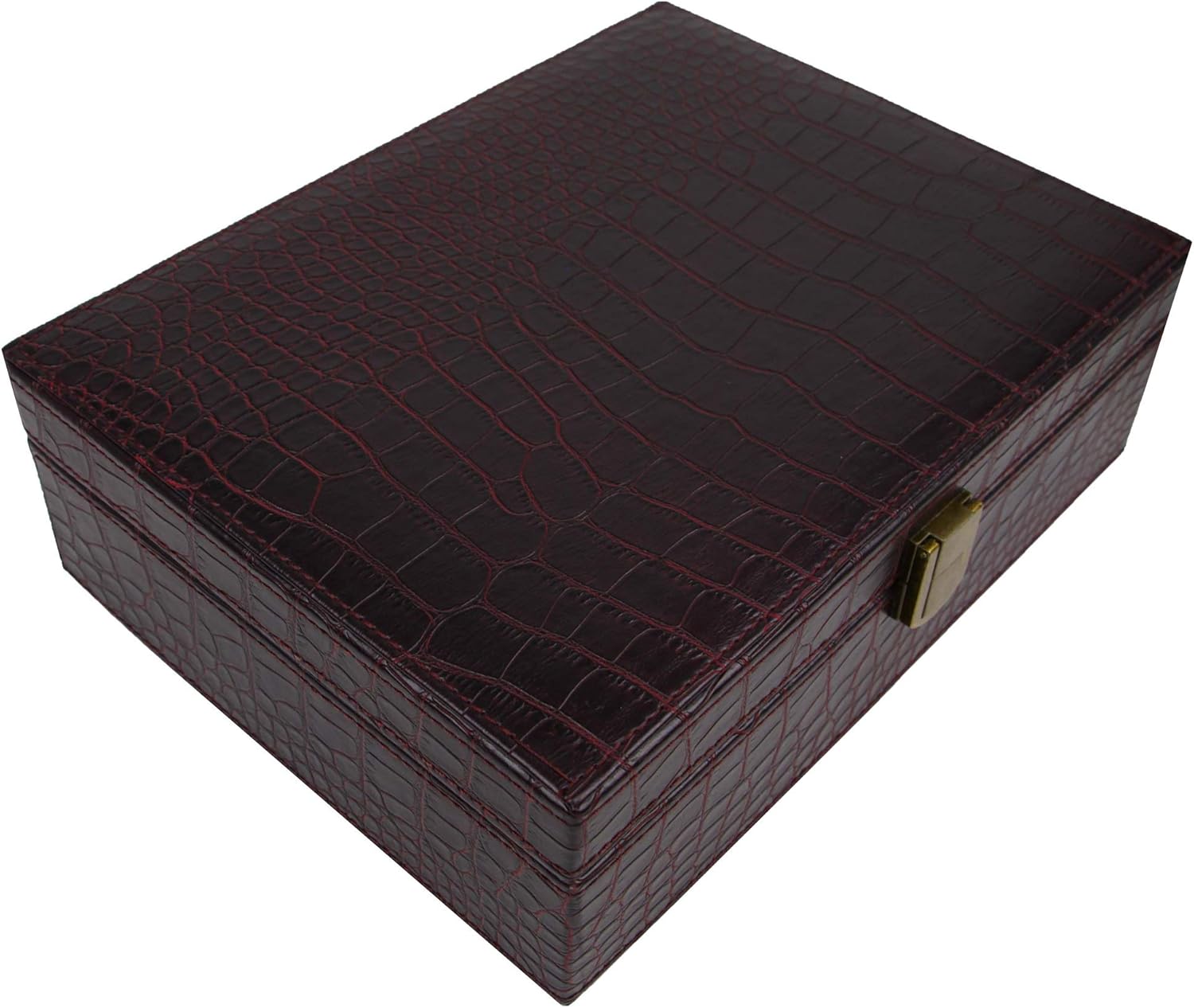 🛒 Crazy Deals Decorebay Executive PU Crocodile Leather Watch Box, Cufflink, Ring Storage Jewelry Box Organizer for Men (Seal Brow