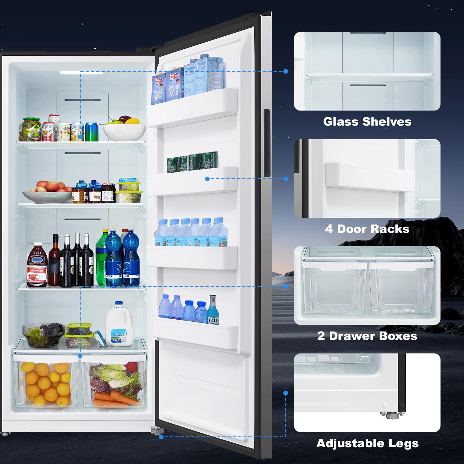 Smeta Freezer Upright Convertible Refrigerator 21 Cu. Ft, Frost Free Stand Up Freezers, Garage Ready, Energy Saving Freezerless Refrigerator Full Size All Refrigerator For Kitchen, Home, Office on Fridge.com - View 3