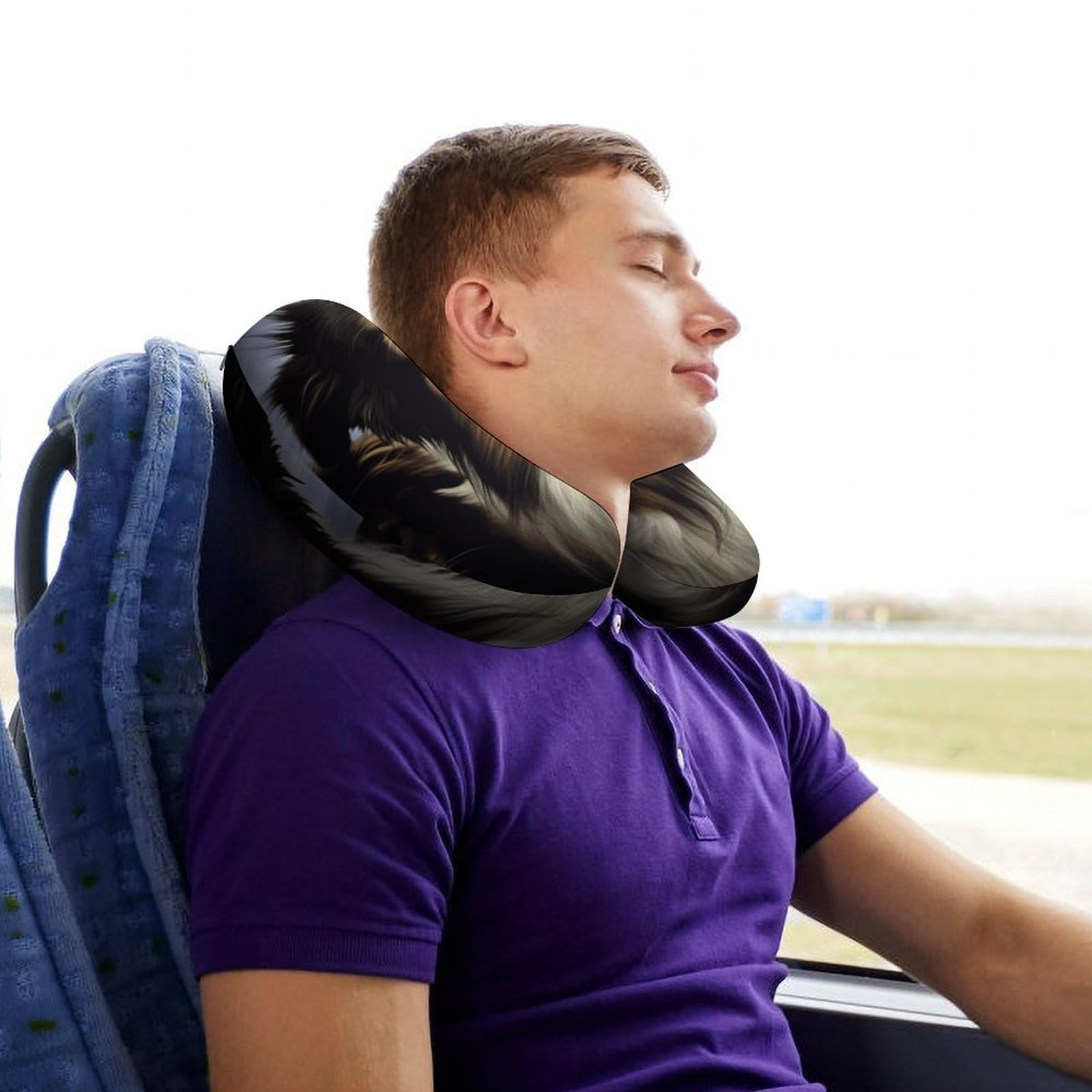 Almohada en forma de U de perro oveja, núcleo de almohada de espuma viscoelástica, cojín, proporciona apoyo para el cuello, almohada de viaje, adecuada para aviones, coches, hogares y