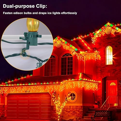 Miniatura 4 de NIOSTA Clips de luz de Navidad C9 patentados por Estados Unidos, solución de configuración de clips giratorios para exteriores, tejas, tejas,