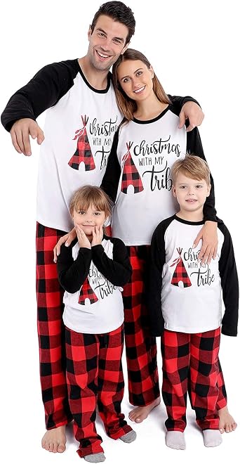 ANGELGGH Matching Christmas Pajamas for Family Cute PJs 2 Piece Jammies