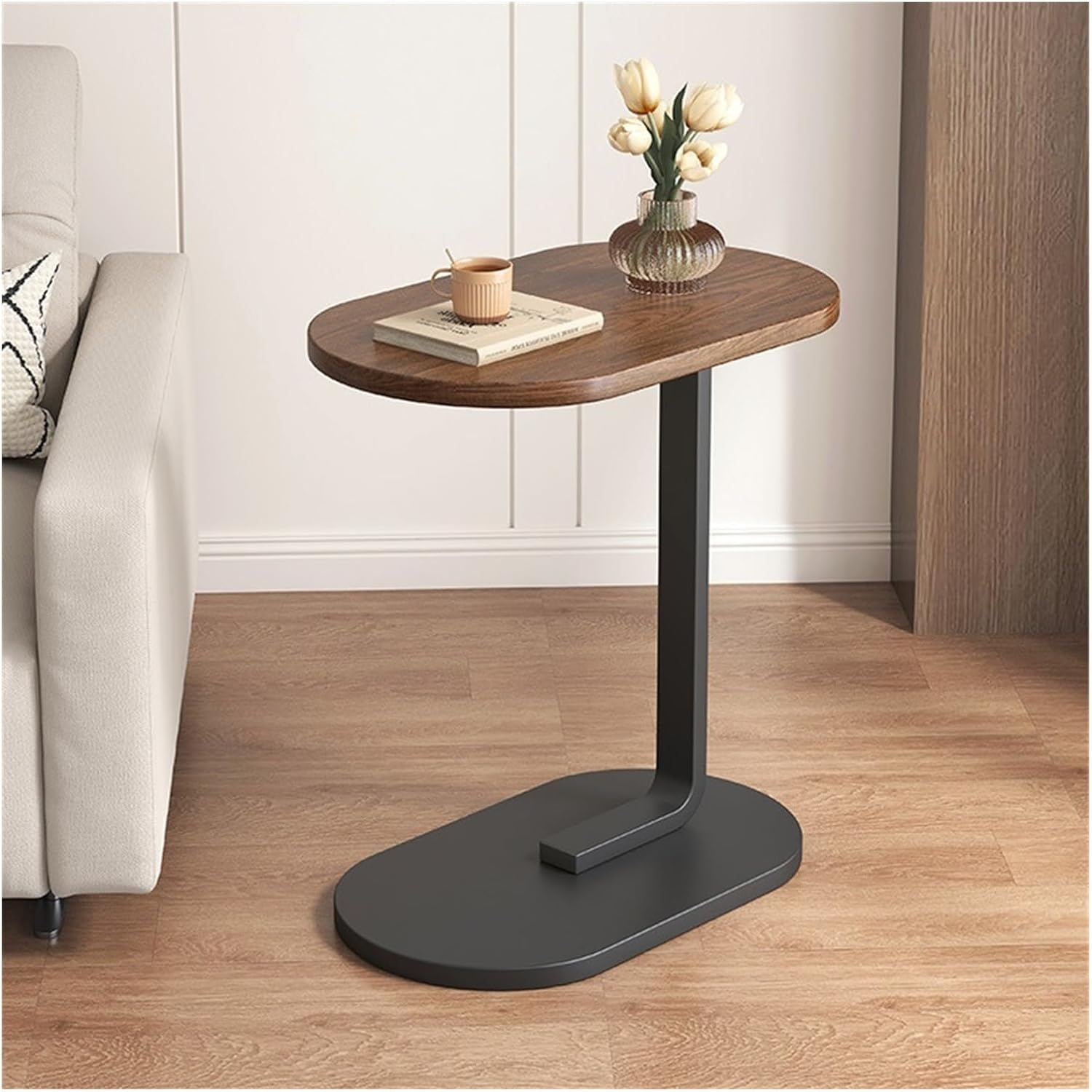 Side End Table Sofa Side Table Bedside Shelf Small Table Living Room Household Tea Table Simple Balcony Mobile Small Coffee Table Accent Coffee Table for Living Room Bedroom Office(Brown)