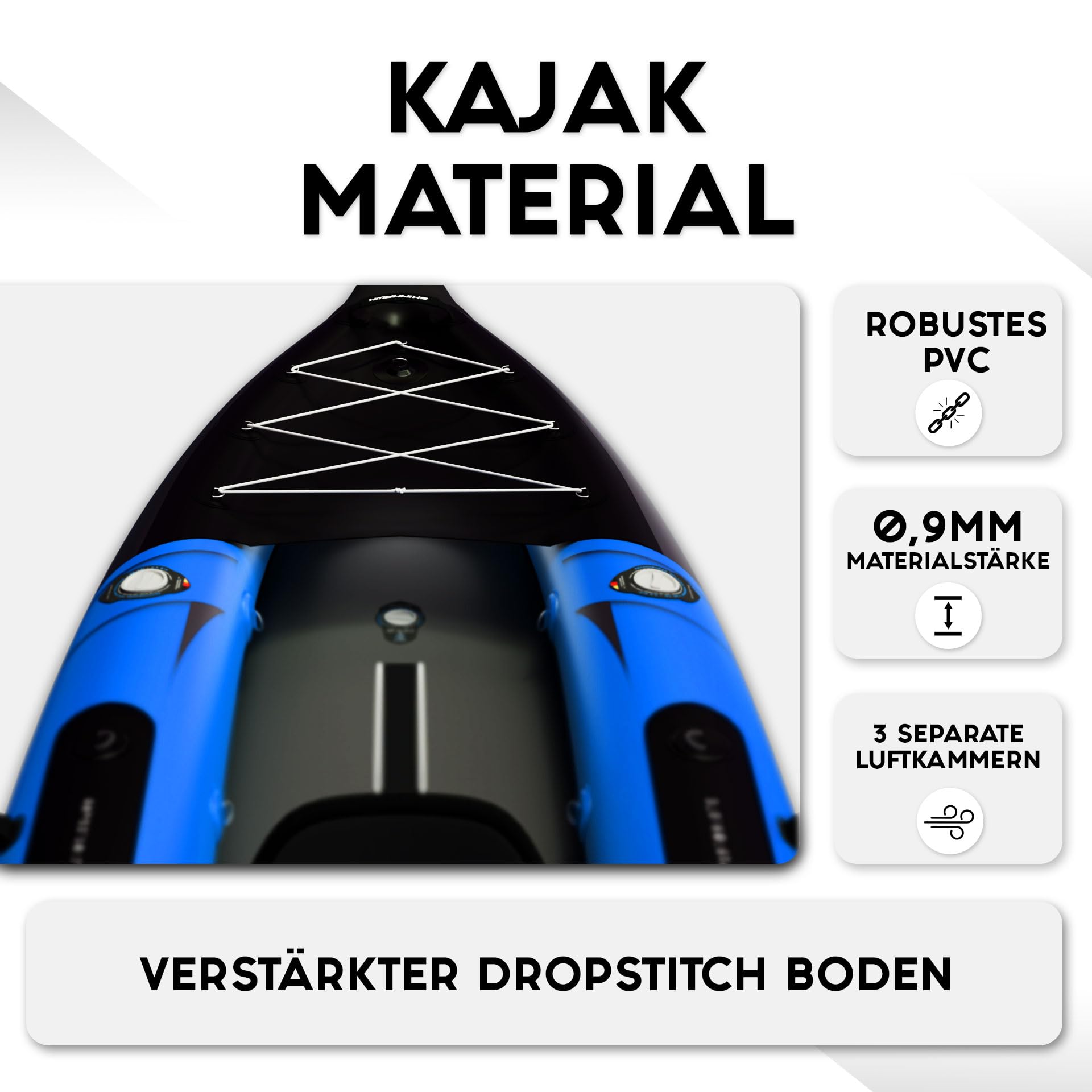 SKINHAWK Prestige Blau Kajak Set 400 – Schlauchboot – Kanu - 400 x 96 cm - 2 Personen Kajak
