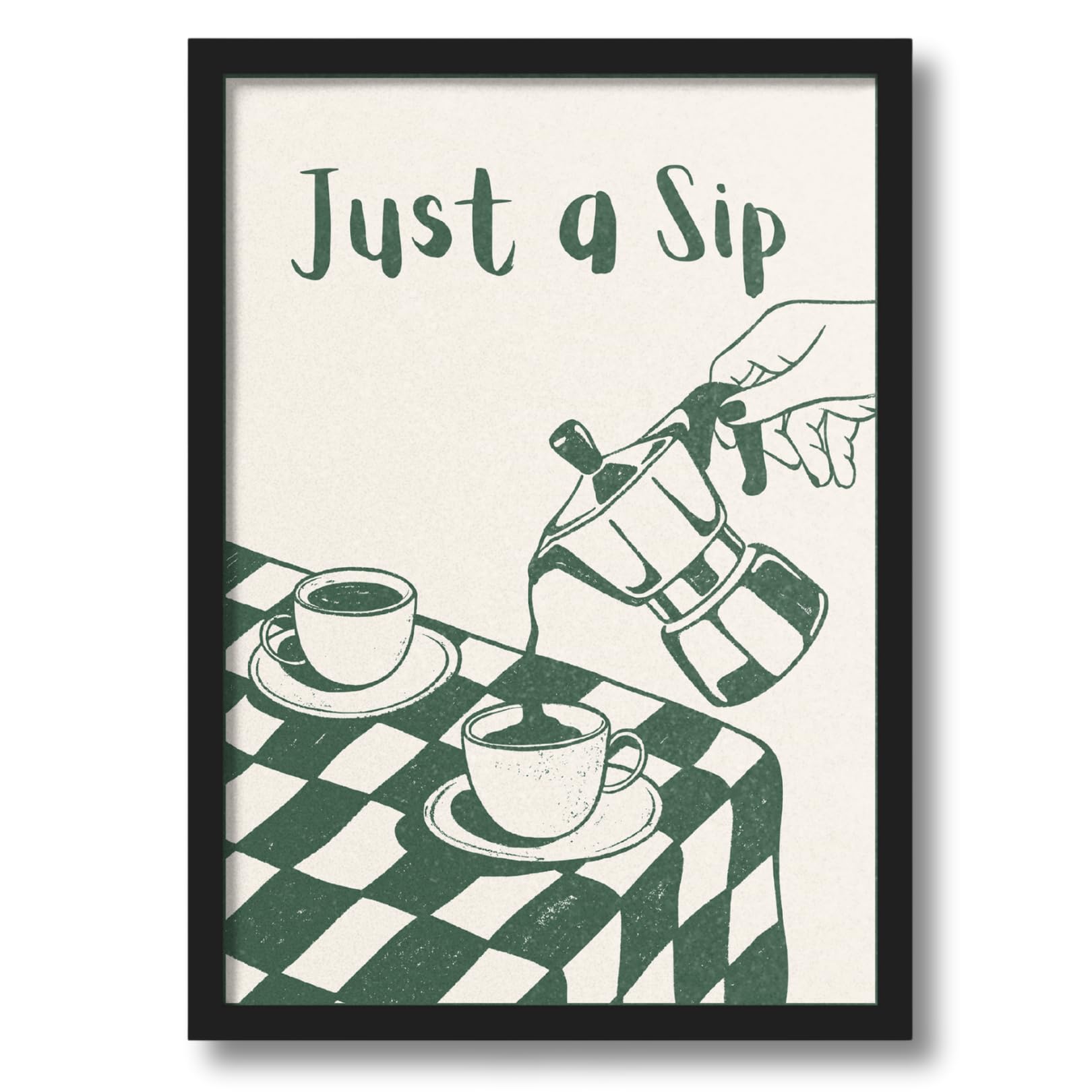 ArtAction Cafe and Restaurant Wall Frame Poster | A4 Size Just a Sip Coffee Art | Framed Kitchen & Cafe Decor | Wall Art Gift for Coffee Lovers, Restaurants & Modern Homes