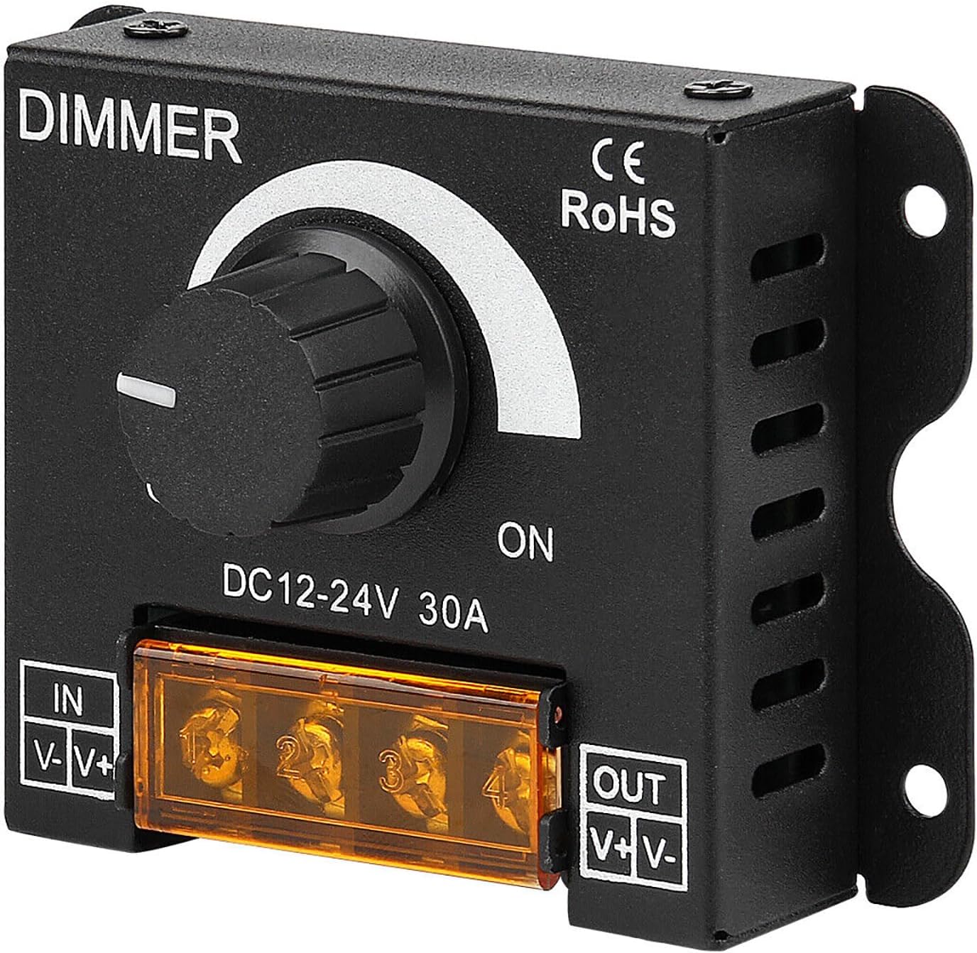 Adjustable Dimming Controller, DC 12V - 24V Dimmer Knob ON/Off Switch, DC 12V-24V 30A