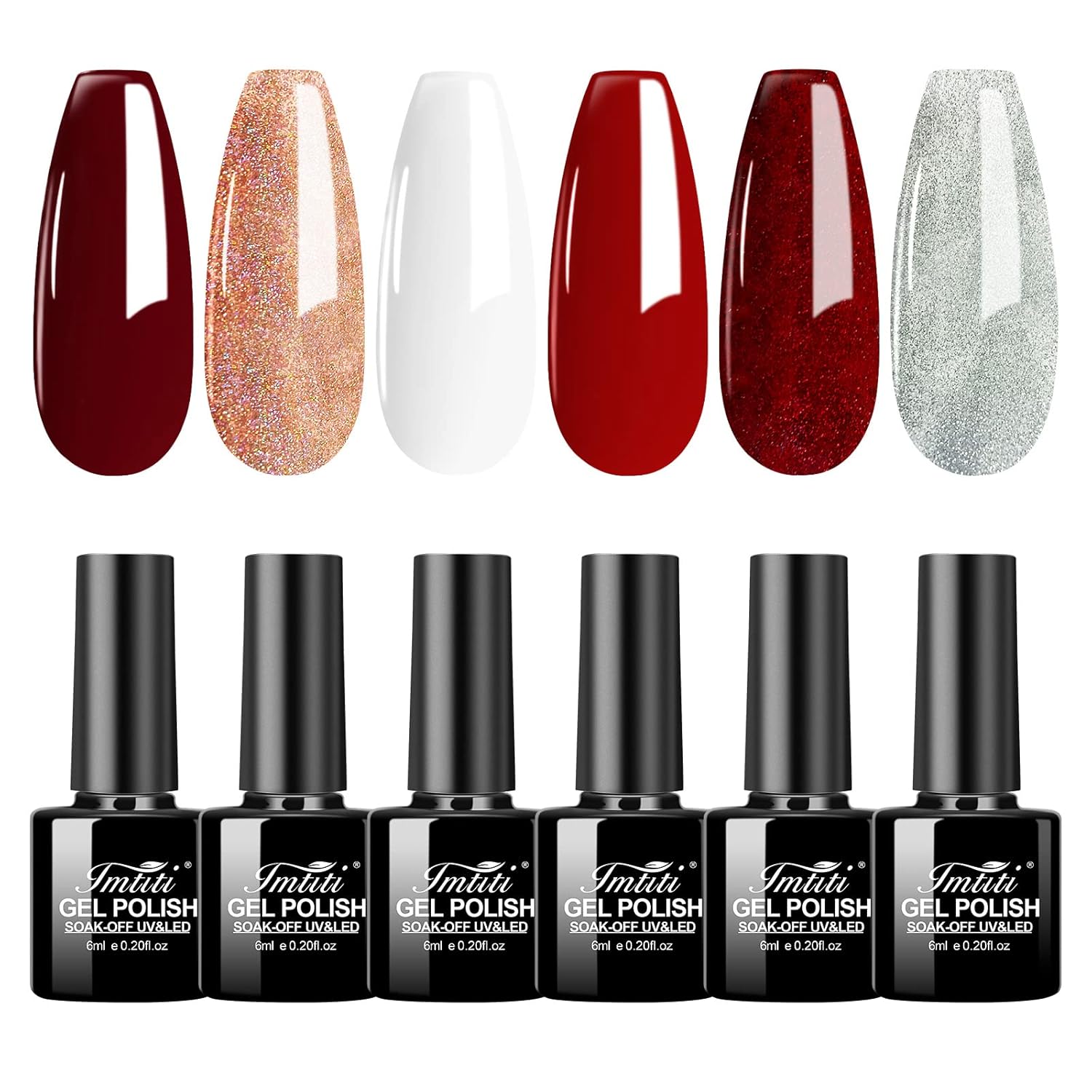 Imtiti Red Gel Nail Polish Set 6 Colors Gel Polish Candy