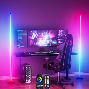 Corner Floor Lamp, 2 Pack RGB Corner Lamp with App/Remote/Button Control, Smart LED Floor Lamp with 16 Million DIY Colors & 68+ Scene, Music Sync for Living Room, Bedroom, Gaming Room