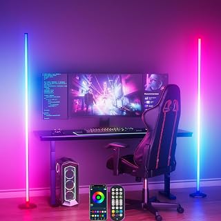 Corner Floor Lamp, 2 Pack RGB Corner Lamp with App/Remote/Button Control, Smart LED Floor Lamp with 16 Million DIY Colors & 68+ Scene, Music Sync for Living Room, Bedroom, Gaming Room