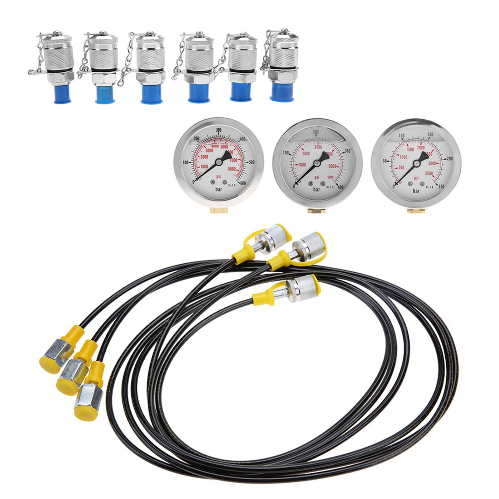 Aramox Kit Test Pressione Idraulica Test Pressione Idraulica Escavatore Kit Manometro Escavatore Traktor Hydraulik Messwerkzeug Tester Manometro