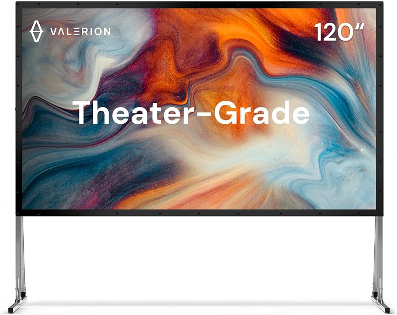 AWOL Valerion 120" Outdoor Projector Screen with Stand – 3-Min Setup, Wheeled Carry Bag, 4K/8K UHD Support, Freestanding, Portable Alloy Frame, 16:9 HD, Lightweight for Camping, Backyard, Home Theater