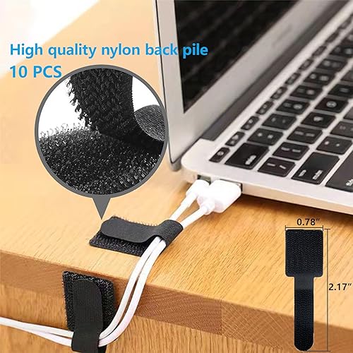 Miniatura 9 de ELII Kit de organización de cables de 328 piezas, 8 soportes magnéticos para cables, 69 clips adhesivos para cables, 4 fundas divididas, 22 correas