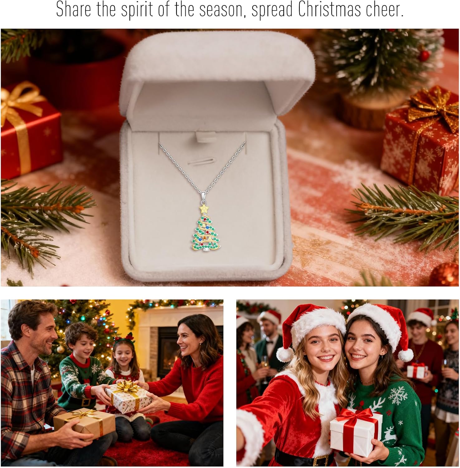 Christmas Necklace Silver Christmas Tree Pendant Necklaces for Women Sterling Silver Womens Dainty Xmas Holiday Jewelry Gifts - Image 5