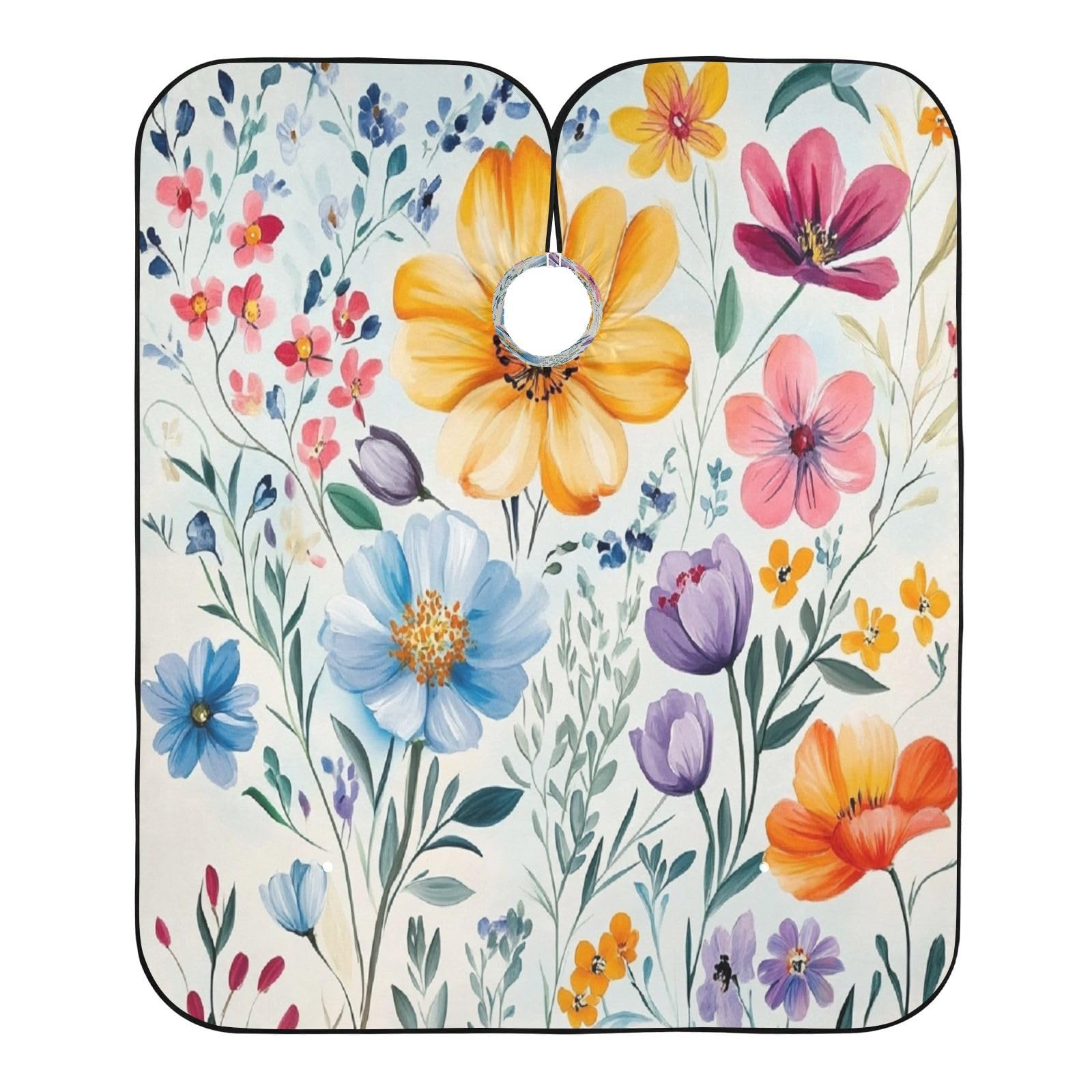 Kigai Colorful Flowers Hair Cutting Cape for Men & Women Waterproof Barber Cape Professional Hairdressing Salon Styling Apron with Adjustable Closure Snap