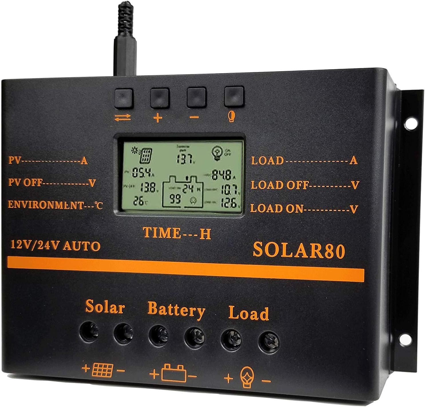 Amazon.com : Y&H 80A Solar Charge Controller 12V 24V LCD Display USB ...