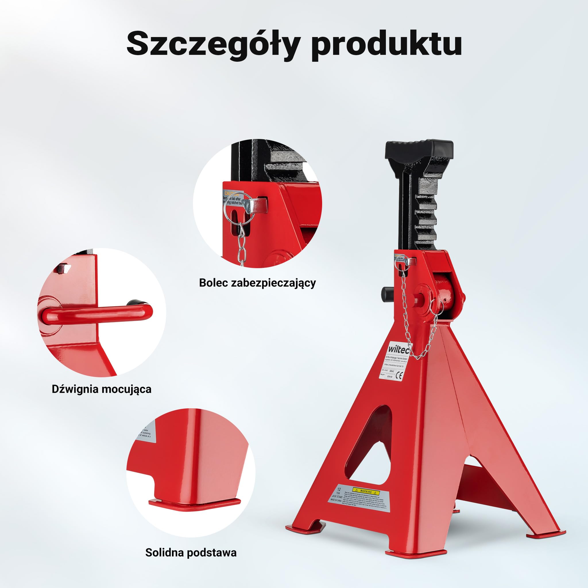 Wiltec Kobyłki samochodowe 2 szt. o nośności 12 t, maks. wysokość 75 cm, zestaw podstawek warsztatowych, podpory samochodowe