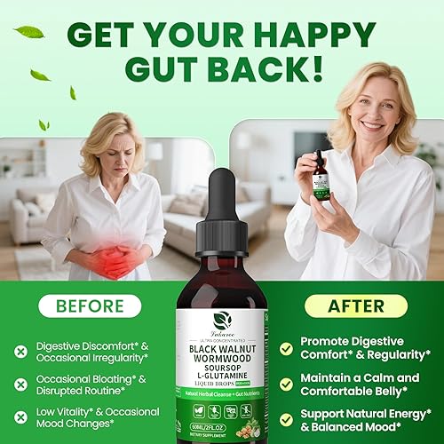 Miniatura 5 de Lukaree Tintura de Ajenjo Nogal Negro Clavo Limpieza Desintoxicante Intestinal Natural para Humanos Apoya la Salud Digestiva con L-Glutamina