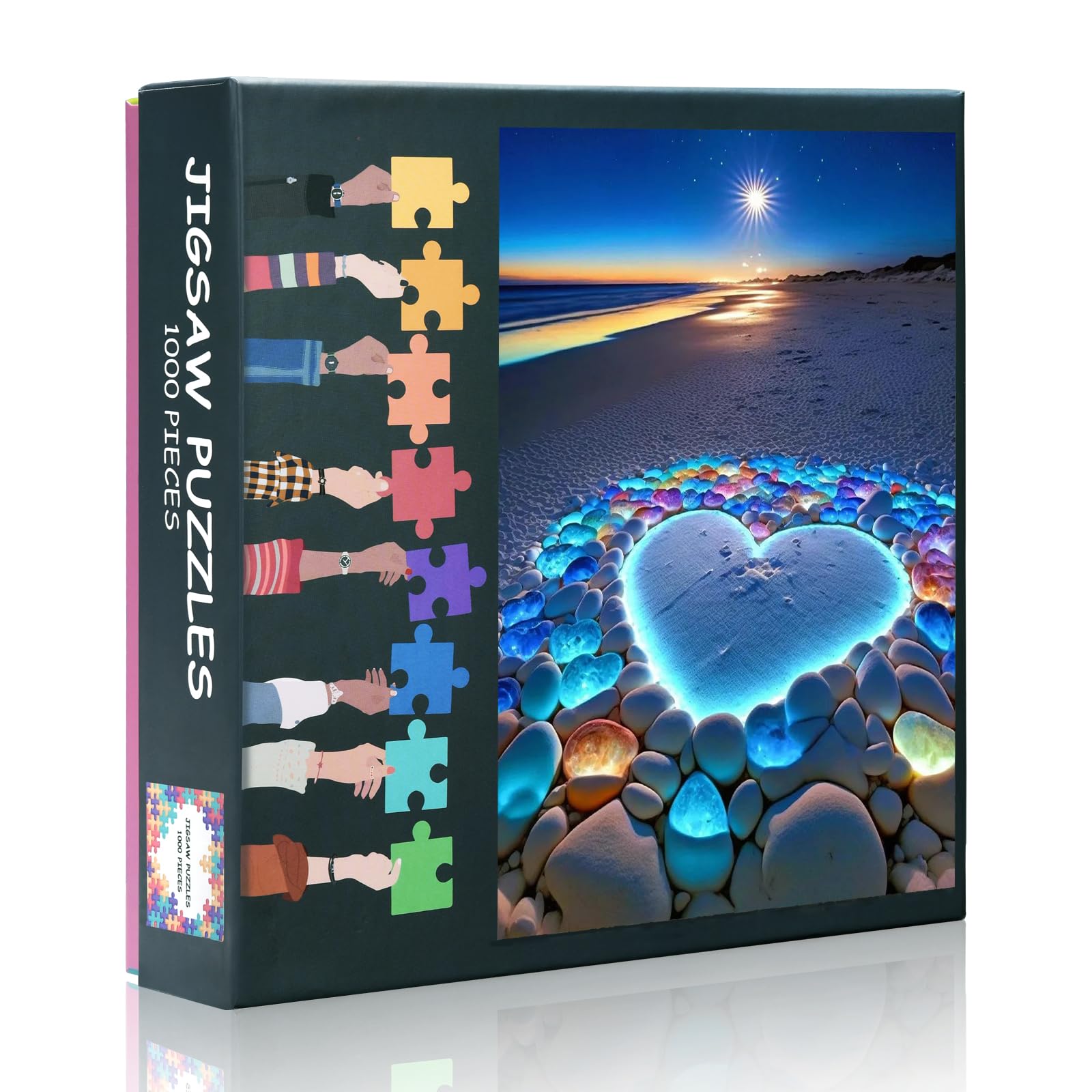 1000 Piece Jigsaw Puzzles for Adults Beach, Heart & Stone Challenging Puzzle, 27.5x19.7 Inch Family Educational Games & Home Decor Gift (Seascape Series)