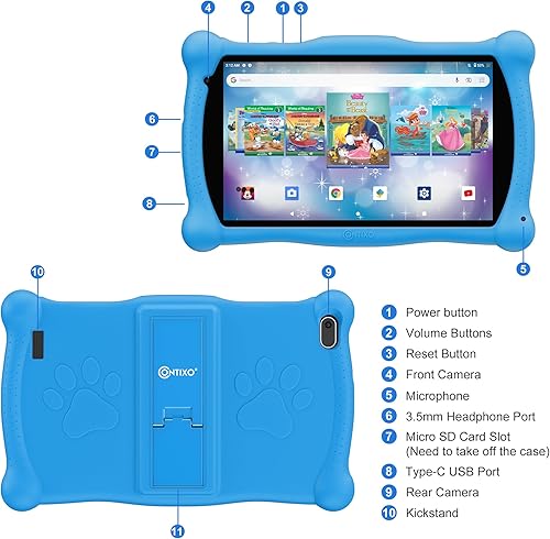 Miniatura 8 de Contixo Tableta infantil V10 de 7 pulgadas HD, tableta de aprendizaje androide para niños, juegos exclusivos y aplicaciones educativas, control