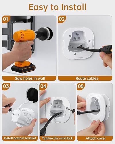 Miniatura 7 de Kit de organización de cables de pared, toma de corriente empotrada para cables de bajo voltaje, kit de pared para ocultar cables de TV, organizador