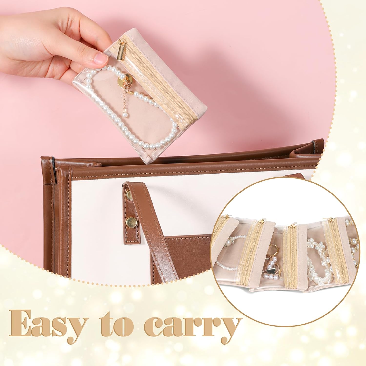 Clear Travel Jewelry Pouch Bag, 20Pcs Velvet Jewelry Organizer with Zipper, Portable Travel Jewelry Bag, Mini Jewelry Storage for Rings Earrings Necklaces Bracelets Jewelry, Gift Idea for Women Girls