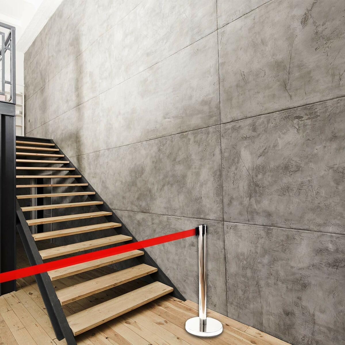 Señalización Divisora Homologada Poste Separador Inoxidable Con Cinta De 2 Metros Color Rojo Acero Inoxidable 910x51x320mm Pack de 2 - BA50090 | NORMALUZ