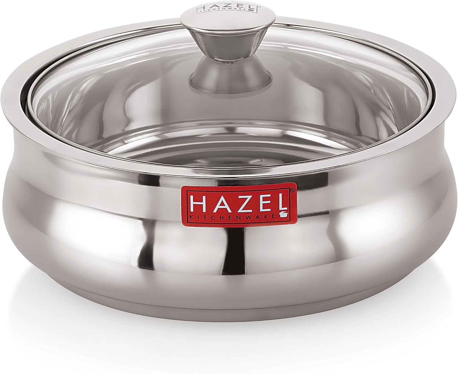 HAZEL Stainless Steel Roti Casserole with Glass Lid | 2500 ml Hotcase for Chapati, Food Serving | Roti Dabba Steel | Diwali Gift Kitchenware