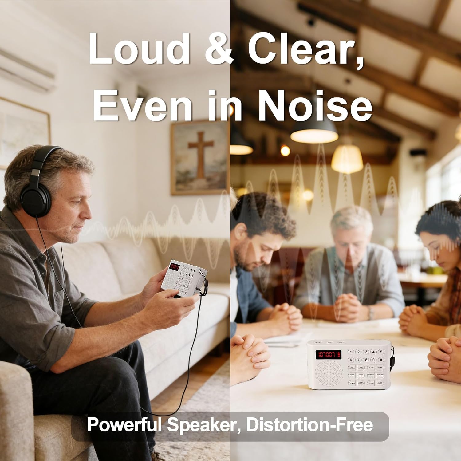 KJV Audio Bible Player for Seniors – King James Version Electronic Talking Bible for Visually Impaired/Blind, 26H Playtime, Big One-Touch Buttons, Portable Bible on Audio for Elderly (White)