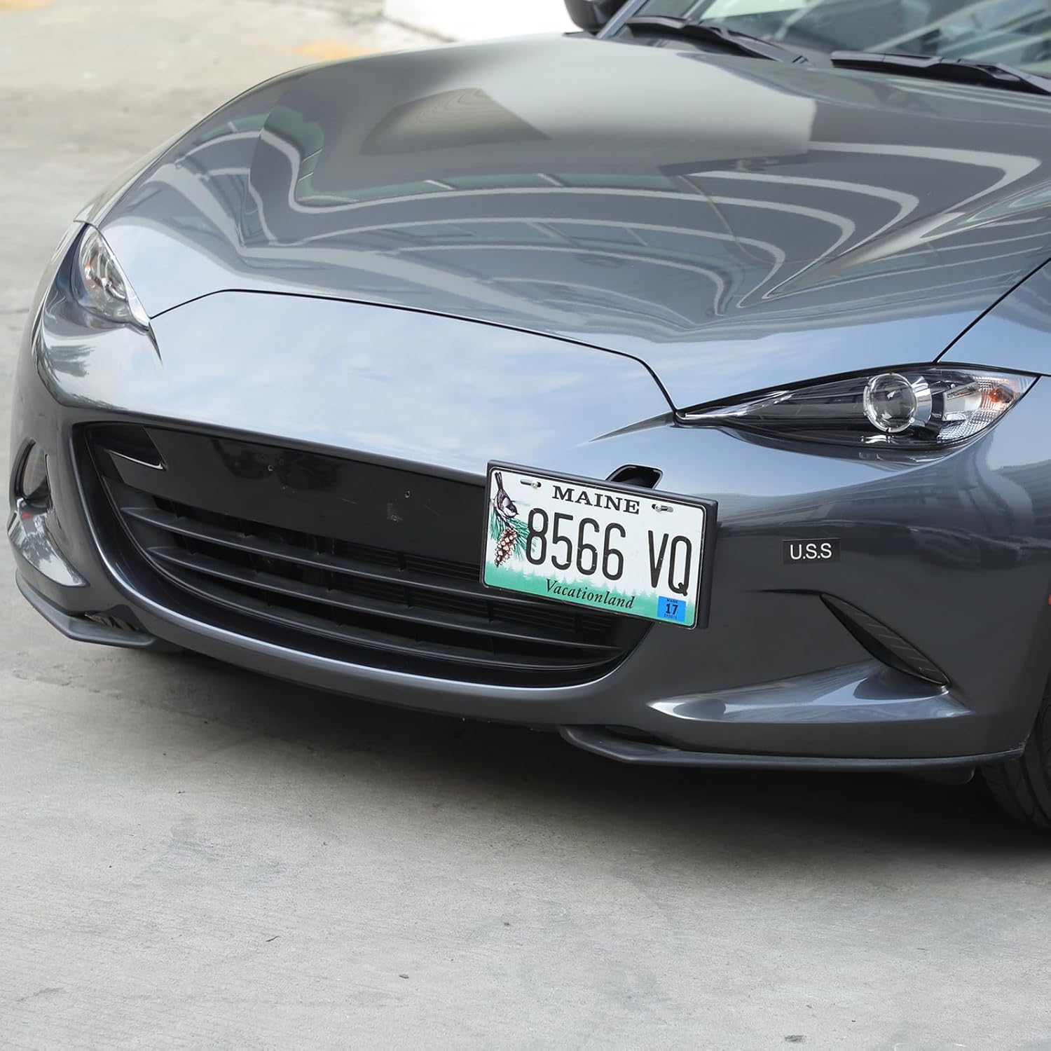 Tow Hook License Plate Mount Bracket for Mazda MX-5 Miata 2016-2025 Accessories, Front License Plate Frame Tag Holder, No Drill Front Bumper Tow Hook Hole Tag Mount Adapter Relocation Kit Carbon Steel